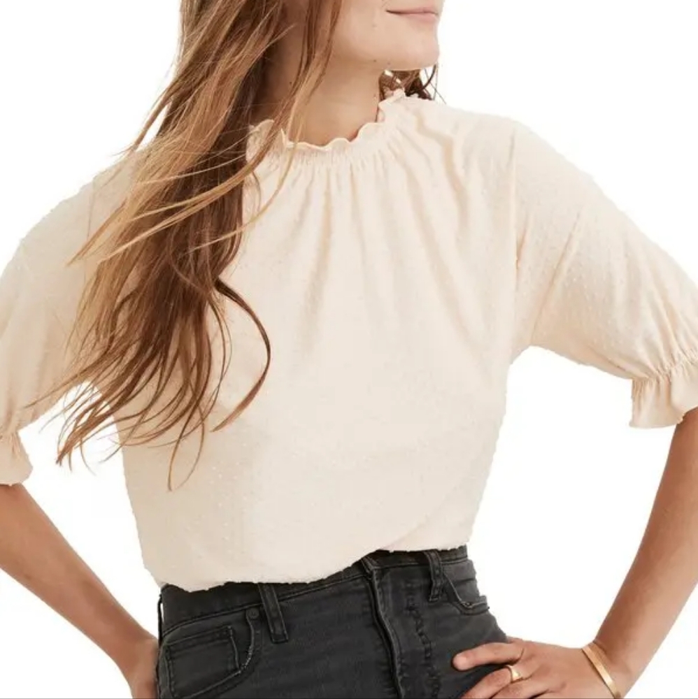 Madewell Clipdot Ruffle Swiss Dot Tshirt